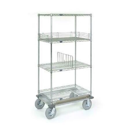 NEXEL Stainless Steel Wire Shelf Dolly Truck with Pneumatic Wheels- 24 x 48 x 72 in. D2448NS